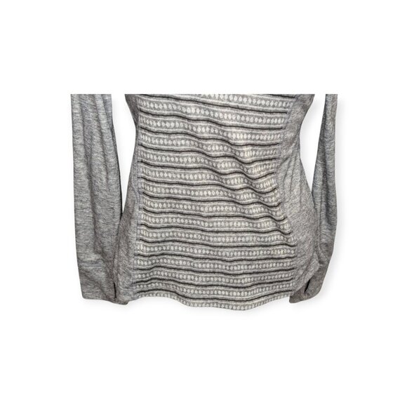 Mondetta Wool Blend Pullover Gray Striped Hoodie Womens Size Medium - Picture 3 of 14